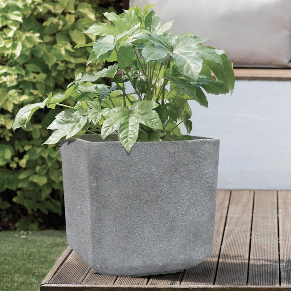 Volcanic Grey Tapered Square Planter