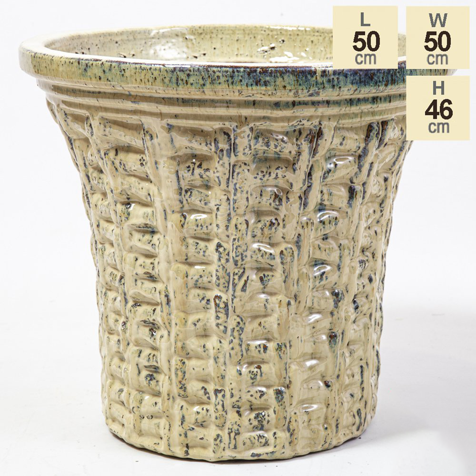 H46cm Ceramic Flared Cylinder Planter in Cream by Primrose