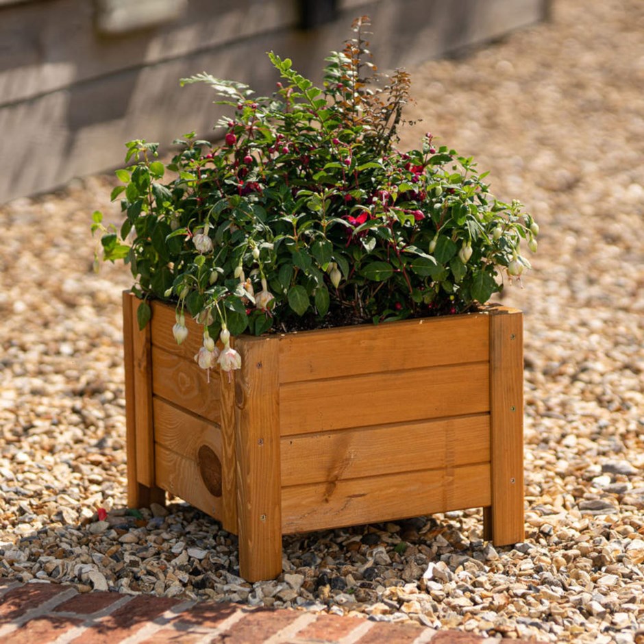 Natural Wooden Square Patio Planter
