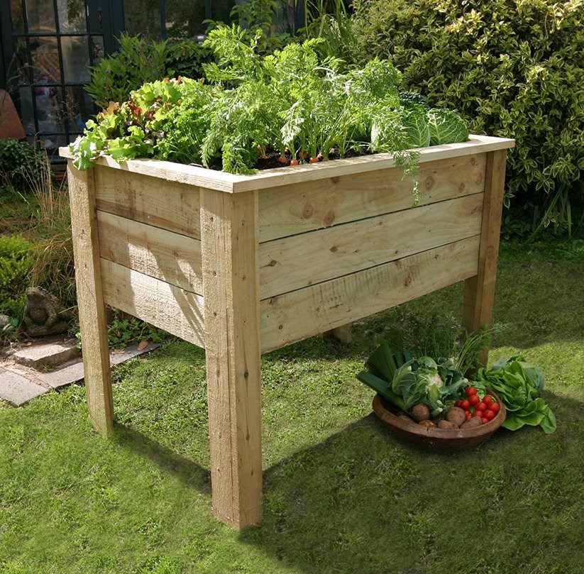 Natural Wooden Raised Deep Rooter Planter