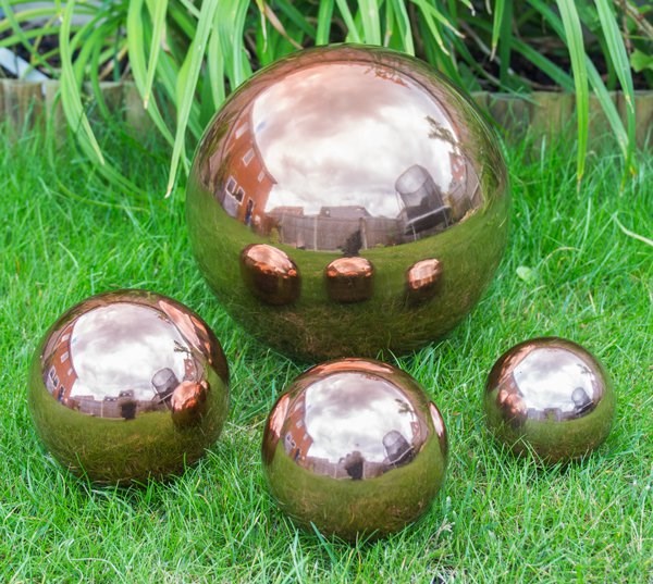 12.6cm Copper Effect Stainless Steel Gazing Globe Sphere