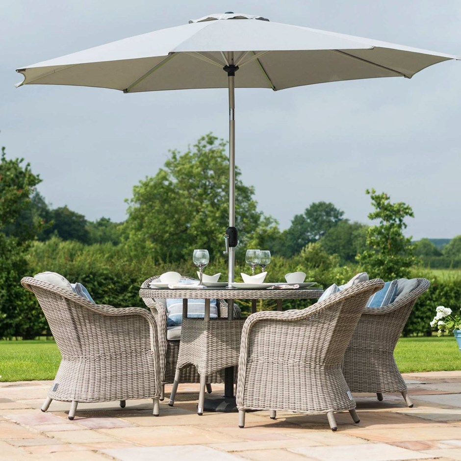 Oxord Round Rattan Dining Set With Heritage Chairs