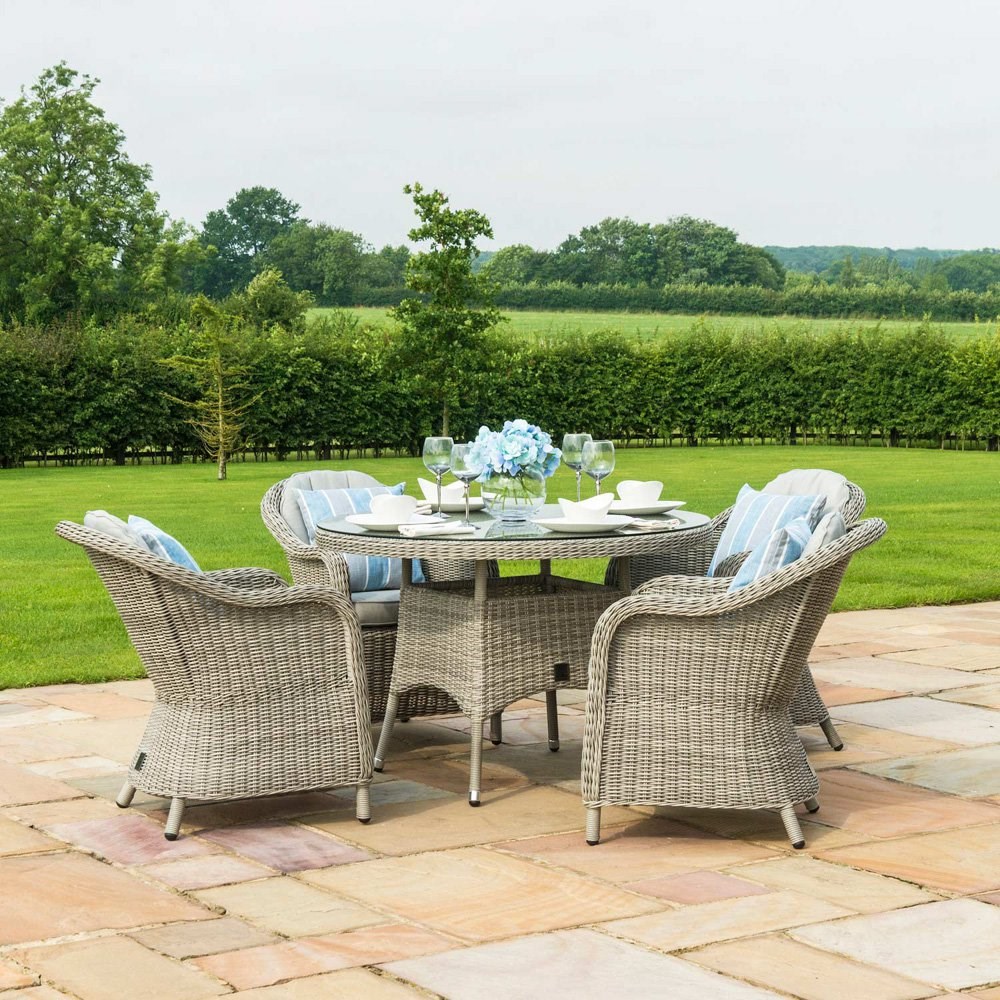 Oxford 4 Seater Garden Round Table Dg Set With Chairslight Grey