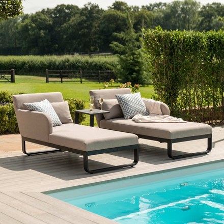 Unity Garden Rattan Double Sunlounger in Taupe