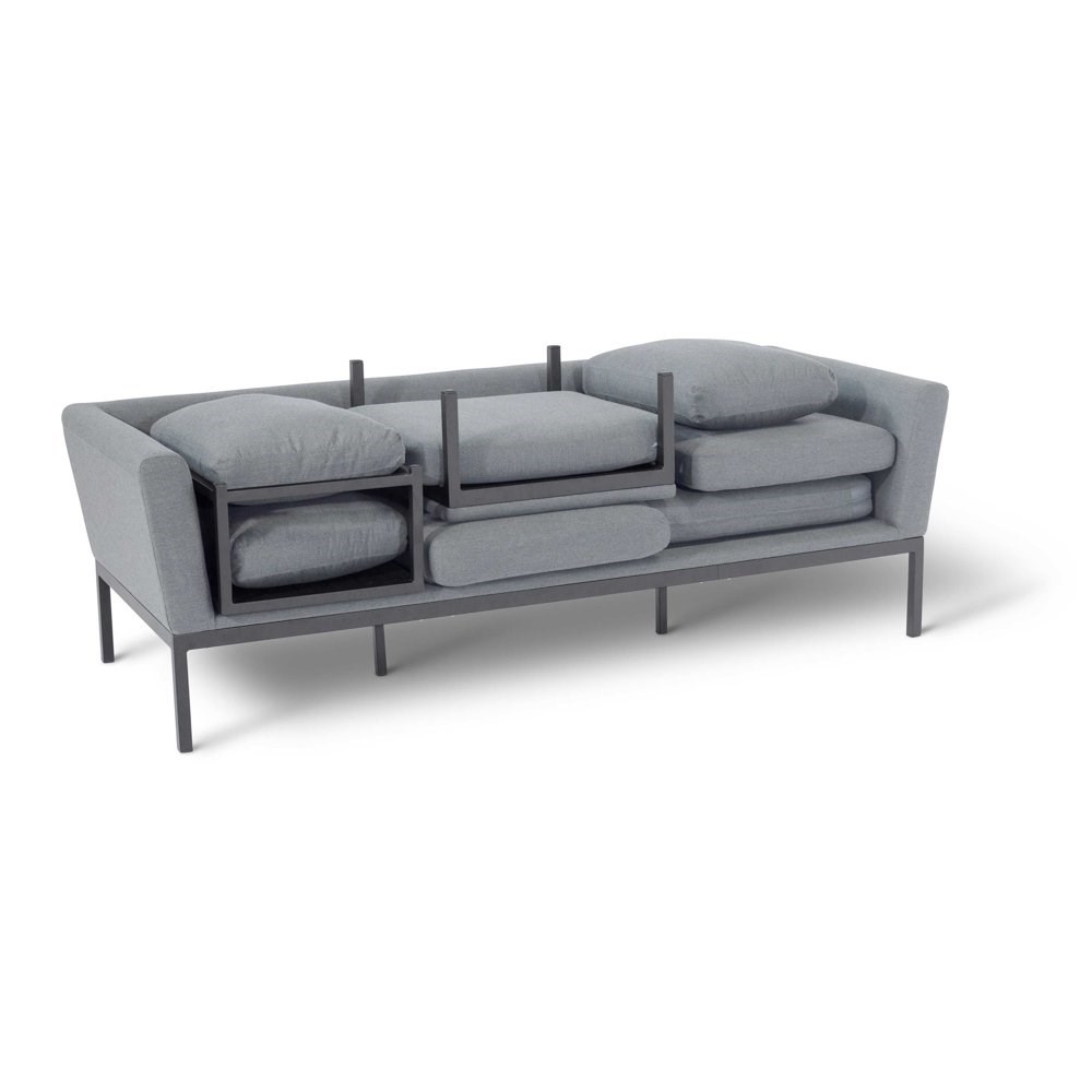 Pulse Garden Rattan Chaise Sofa and Coffee Table Set in Flanelle
