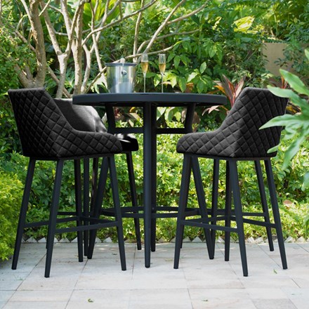 Regal Garden 4 Seater Round Rattan Table and Stools Bar Set in Charcoal