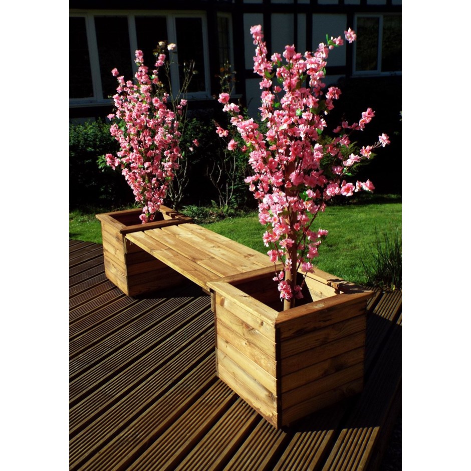 Deluxe Wooden Square Planters & Bench