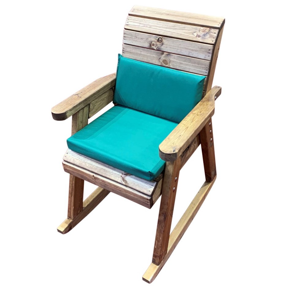 Chair Rocker With Green Cushions And Fitted Cover (Hb87G)