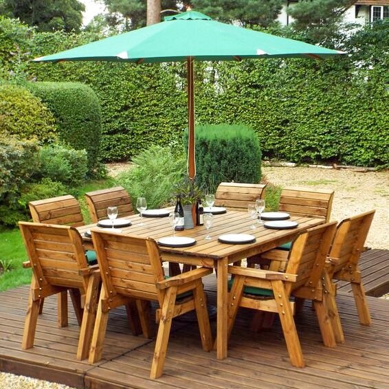 Wooden Eight Seater Square Table & Chair Set