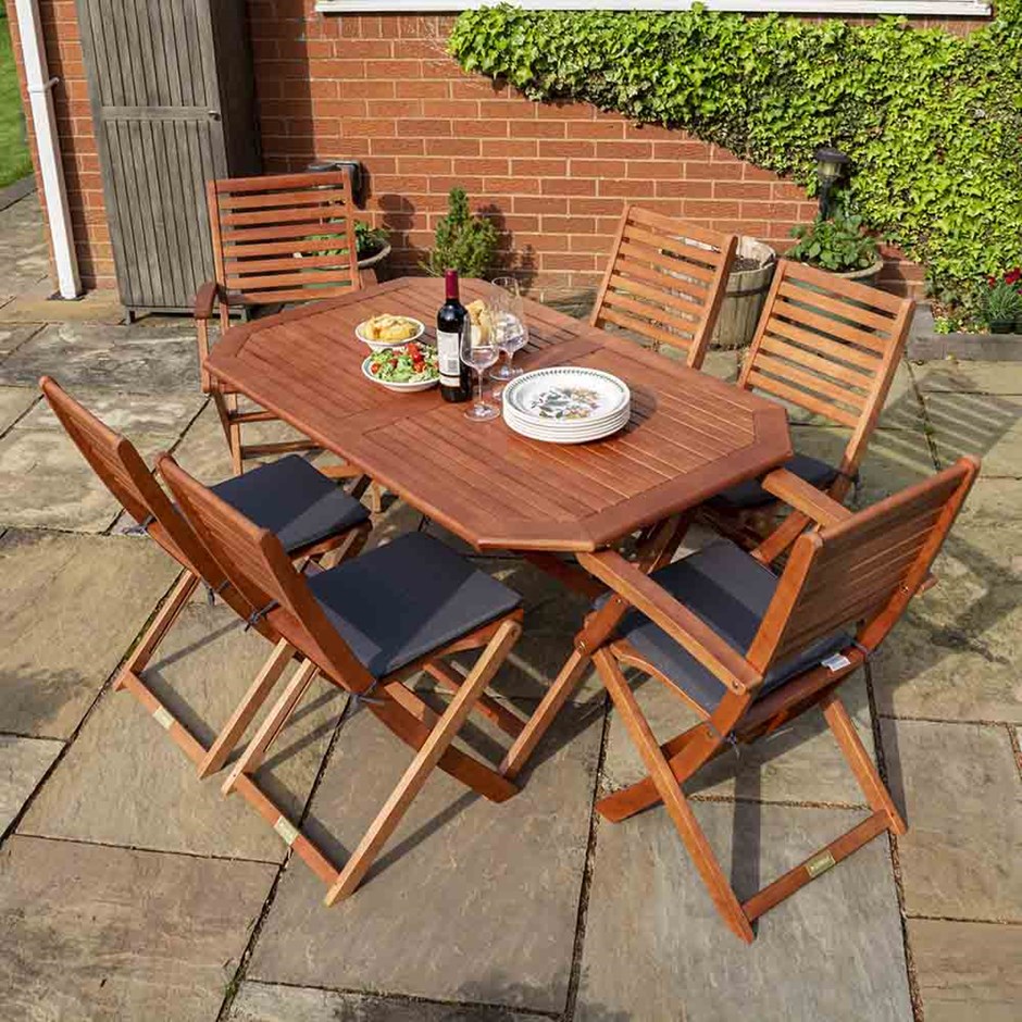 Plumley Six Seater Hardwood Dining Set