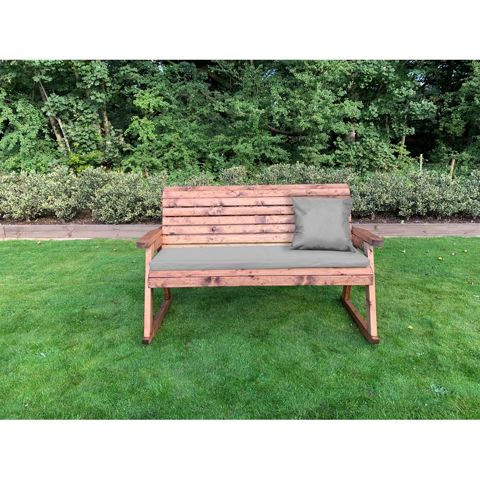 Charles Taylor Wooden Garden Three Seater Rocker With Grey Cushion