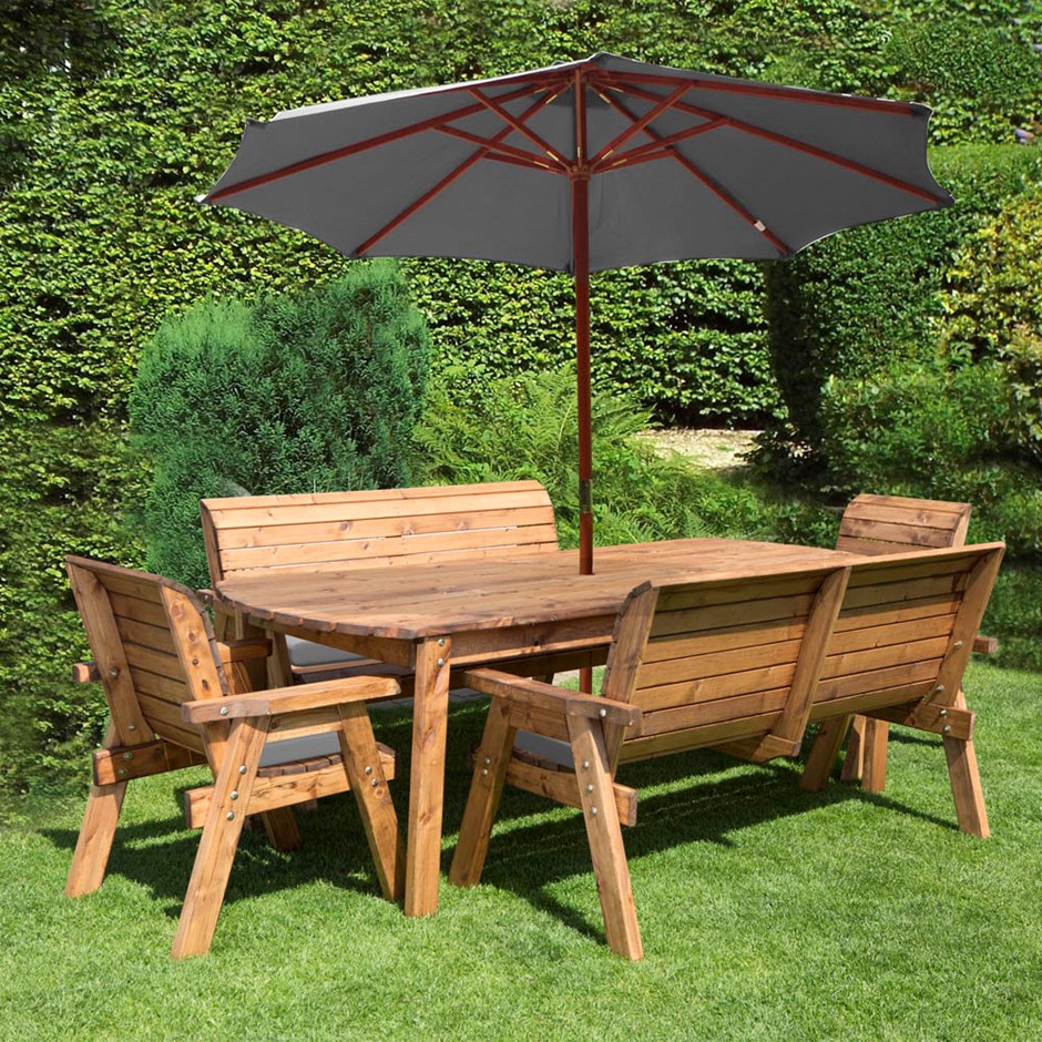 Wooden Eight Seater Rectangular Table Bench & Chair Set