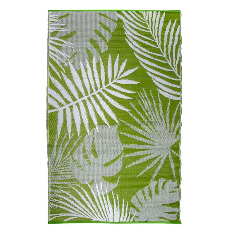 Tropical Leaves Design Reversible Waterproof Outdoor Rug