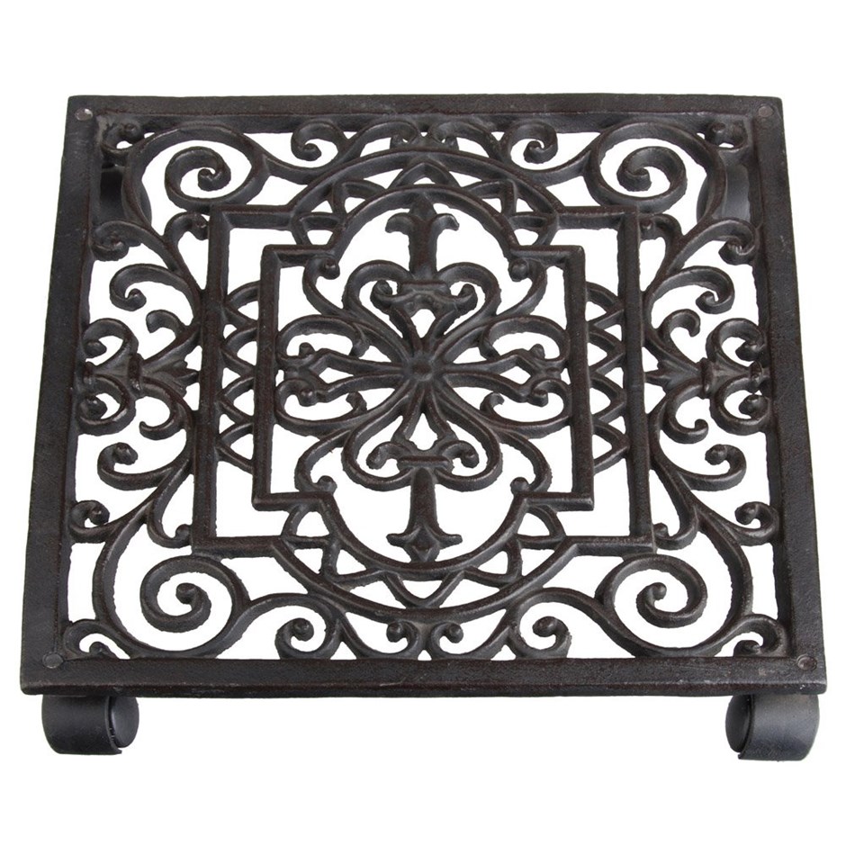 Cast Iron Square Pot Mover Plant Caddy