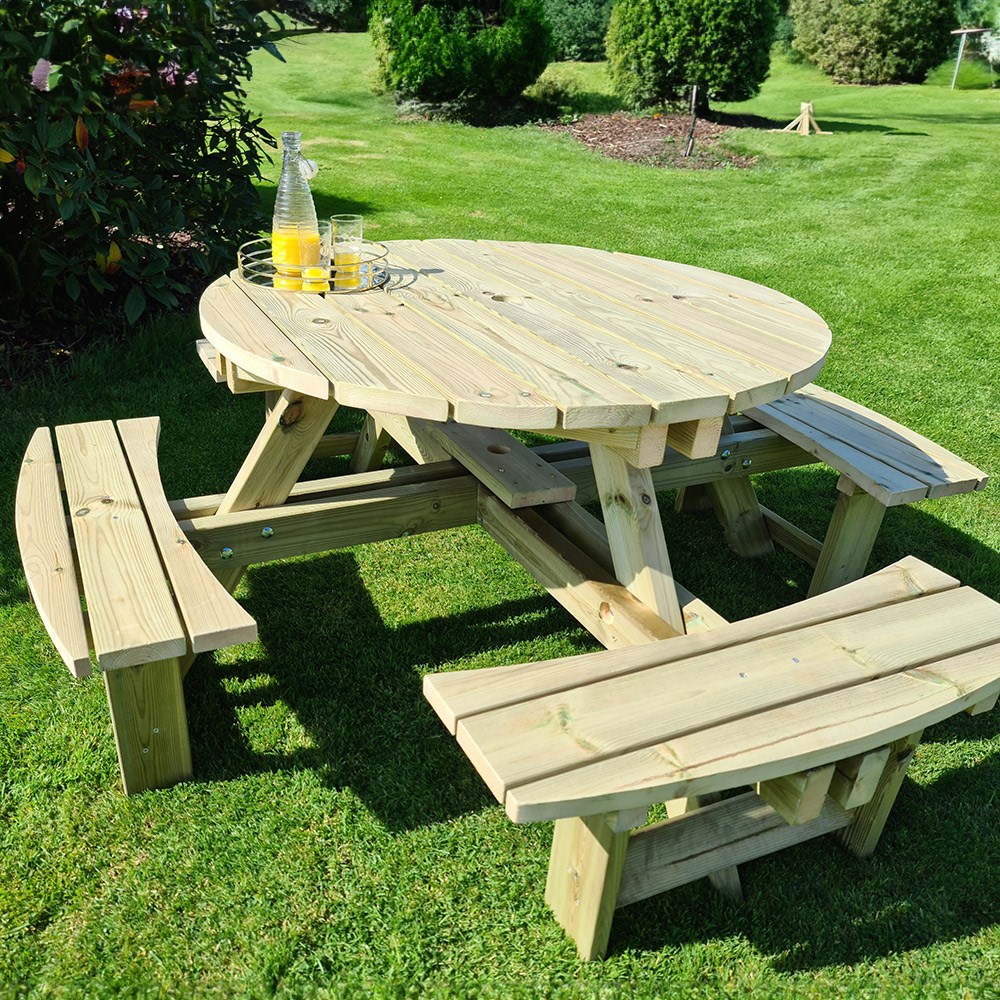 Westwood Round Picnic Table Sits 8