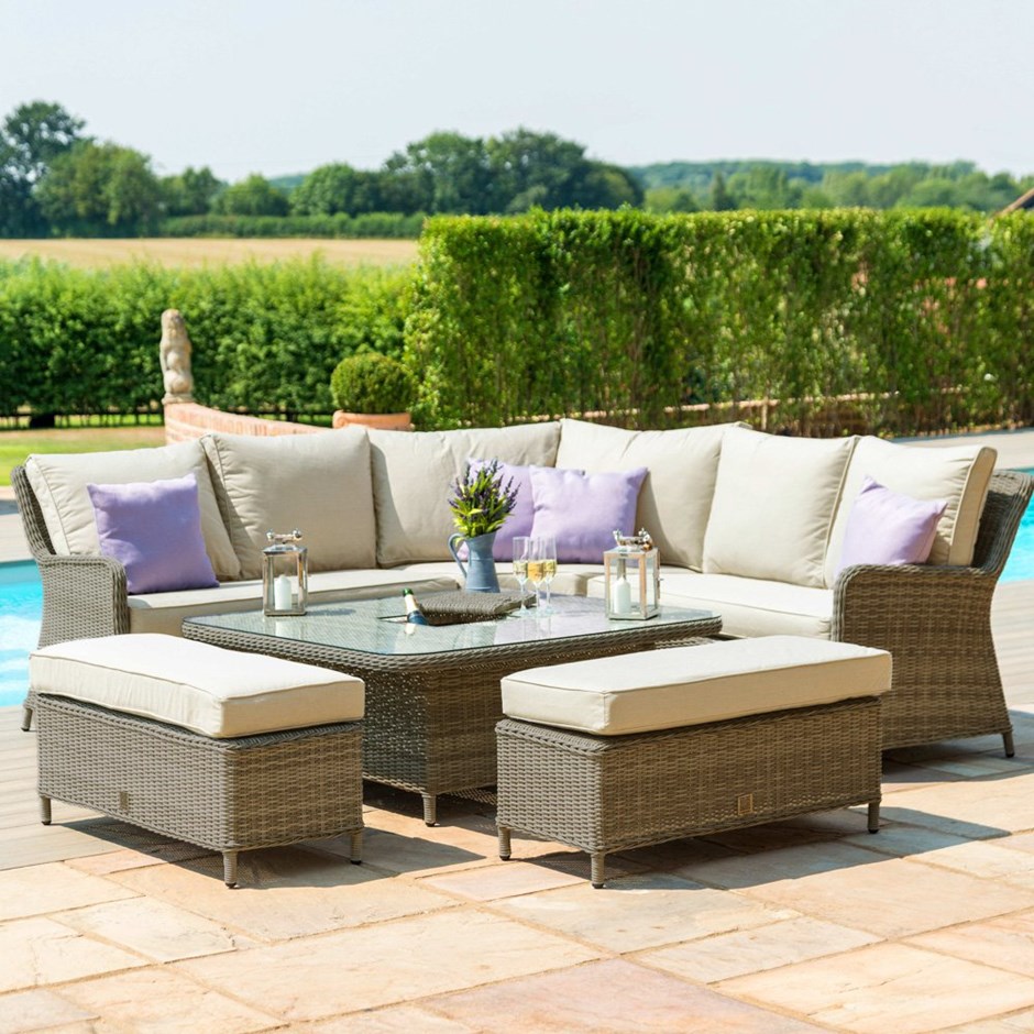 Winchester Royal Rattan Corner Dining Sofa Set With Rising Table