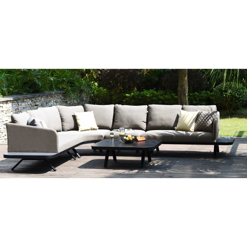 Cove Garden Rattan Corner Sofa and Coffee Table Set in Taupe