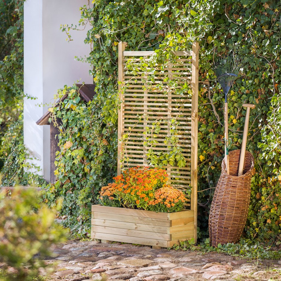 Wooden Venetian Trellis Trough Planter