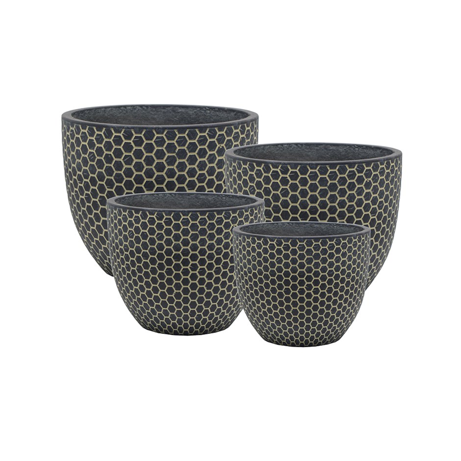 Charcoal Honeycomb Round Planter