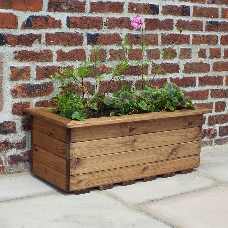 83cm Wooden Large Trough Planter