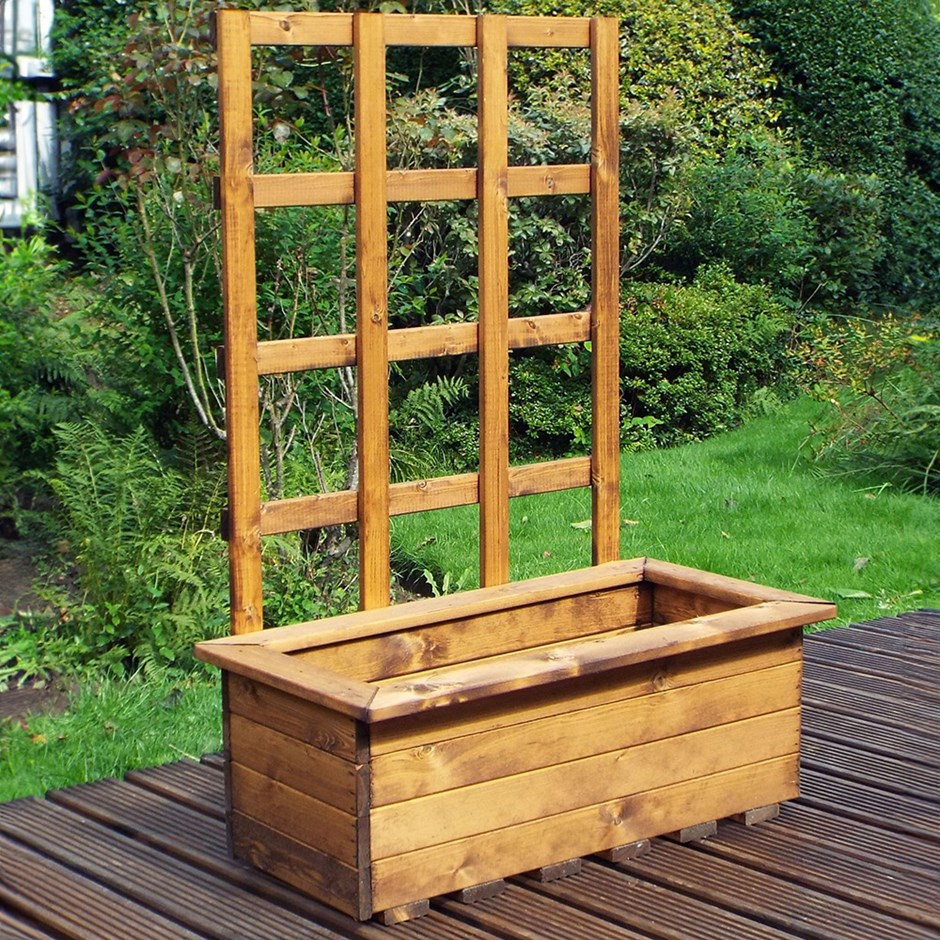 Kensington Redwood Large Trellis Trough Planter