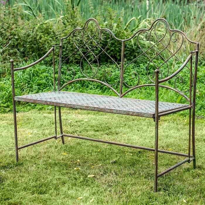 2 Seater Avalon Bench In Antique Green Rust