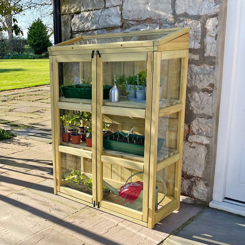 Compact Botanical Wooden Greenhouse by Zest
