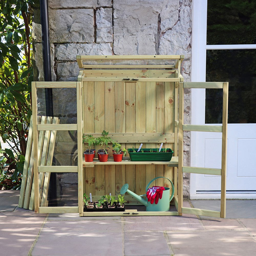 Compact Botanical Wooden Greenhouse by Zest