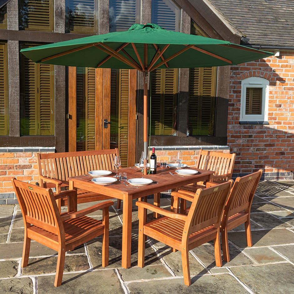 Willington 2.7m Wooden Round Pulley Parasol