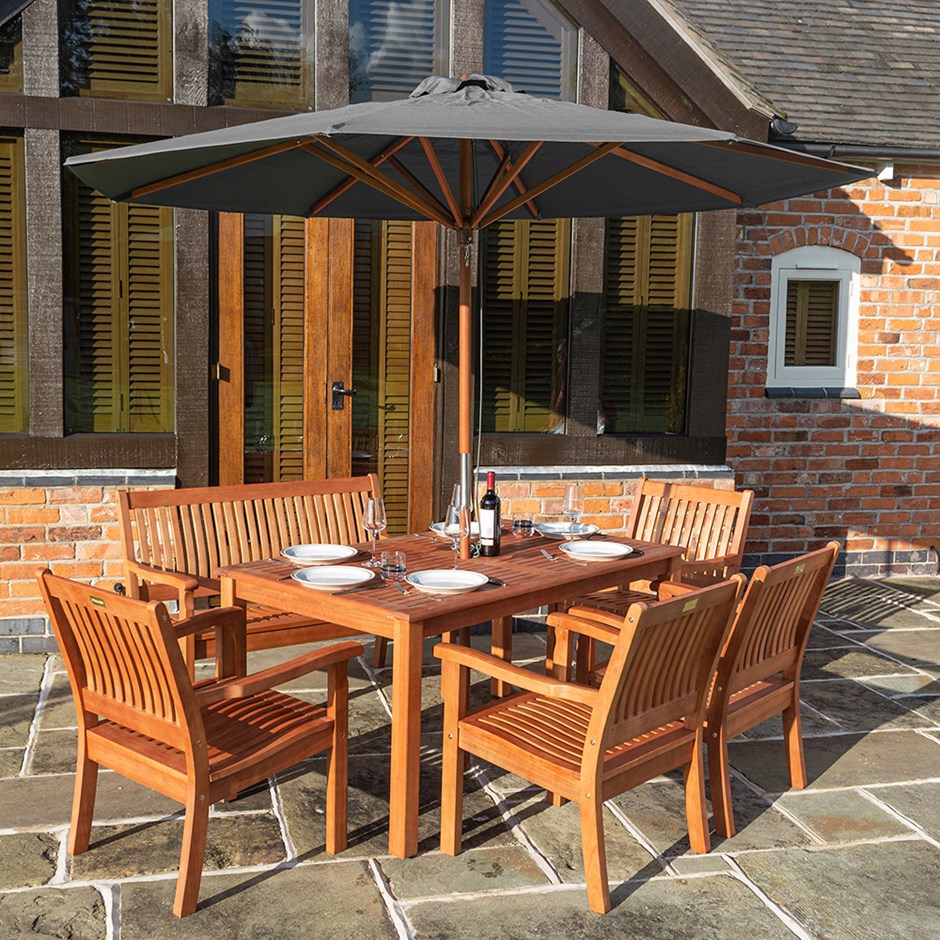 Willington 2.7m Wooden Round Pulley Parasol