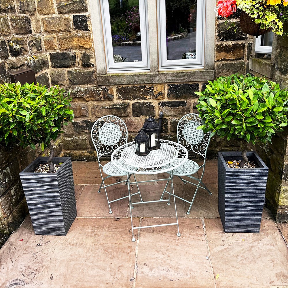 Grey Rippled Recycled Rubber Flared Square Planter