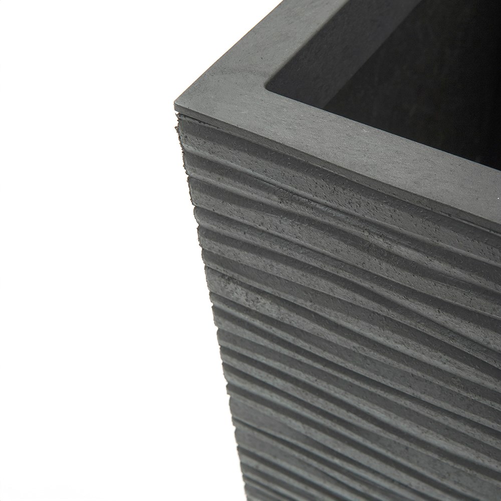 Grey Rippled Recycled Rubber Flared Square Planter