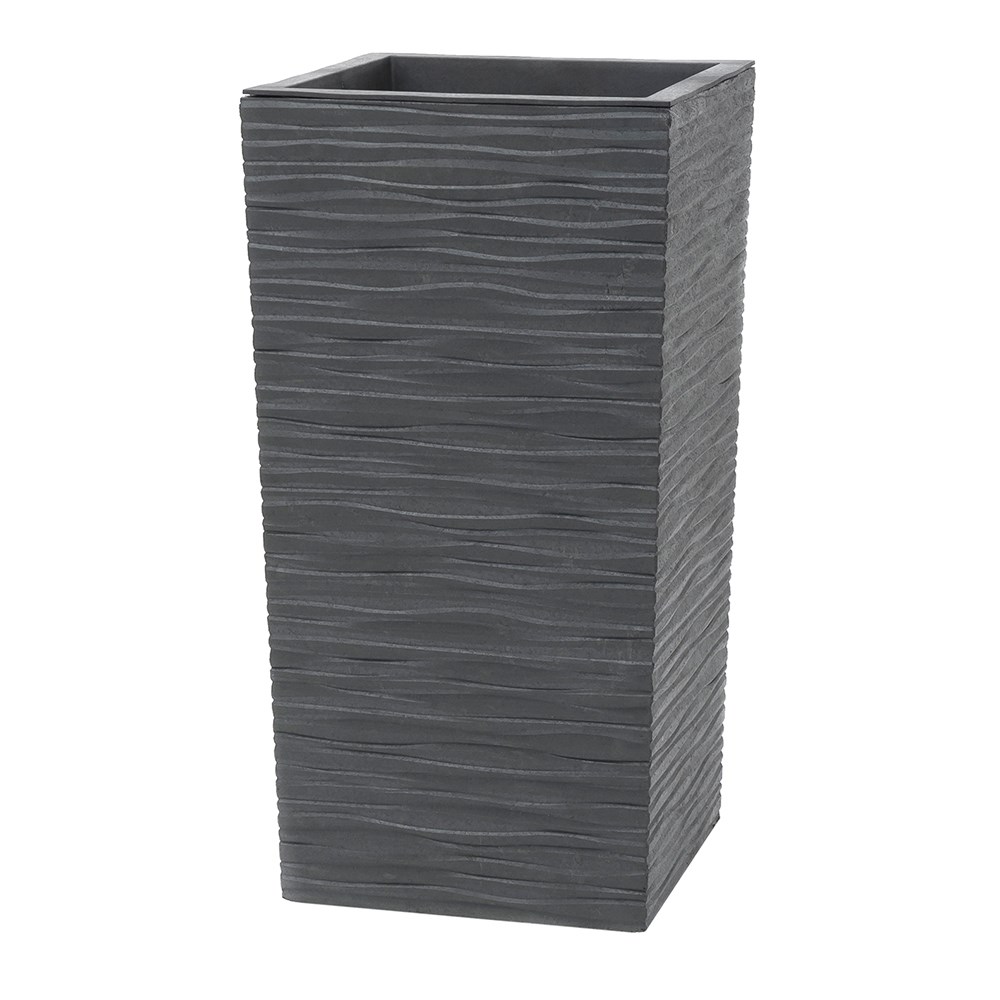 Grey Rippled Recycled Rubber Flared Square Planter