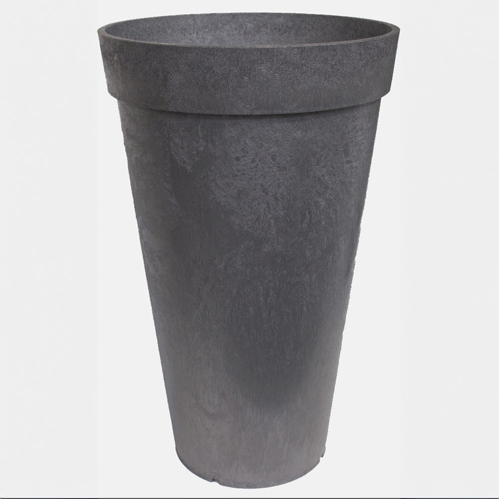 Grey Recycled Rubber Tall Round Top Edge Planter