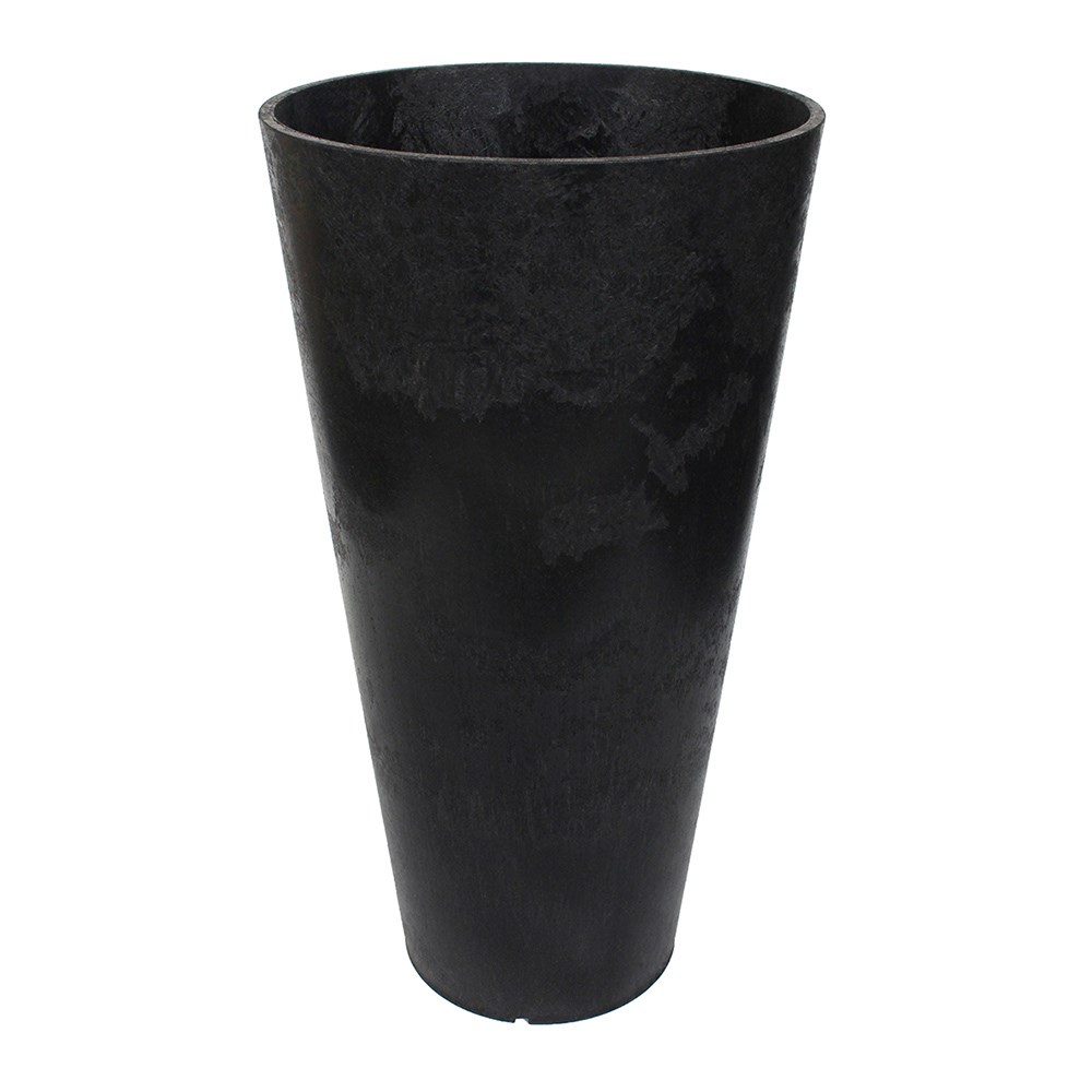 Black Recycled Rubber Tall Round Planter