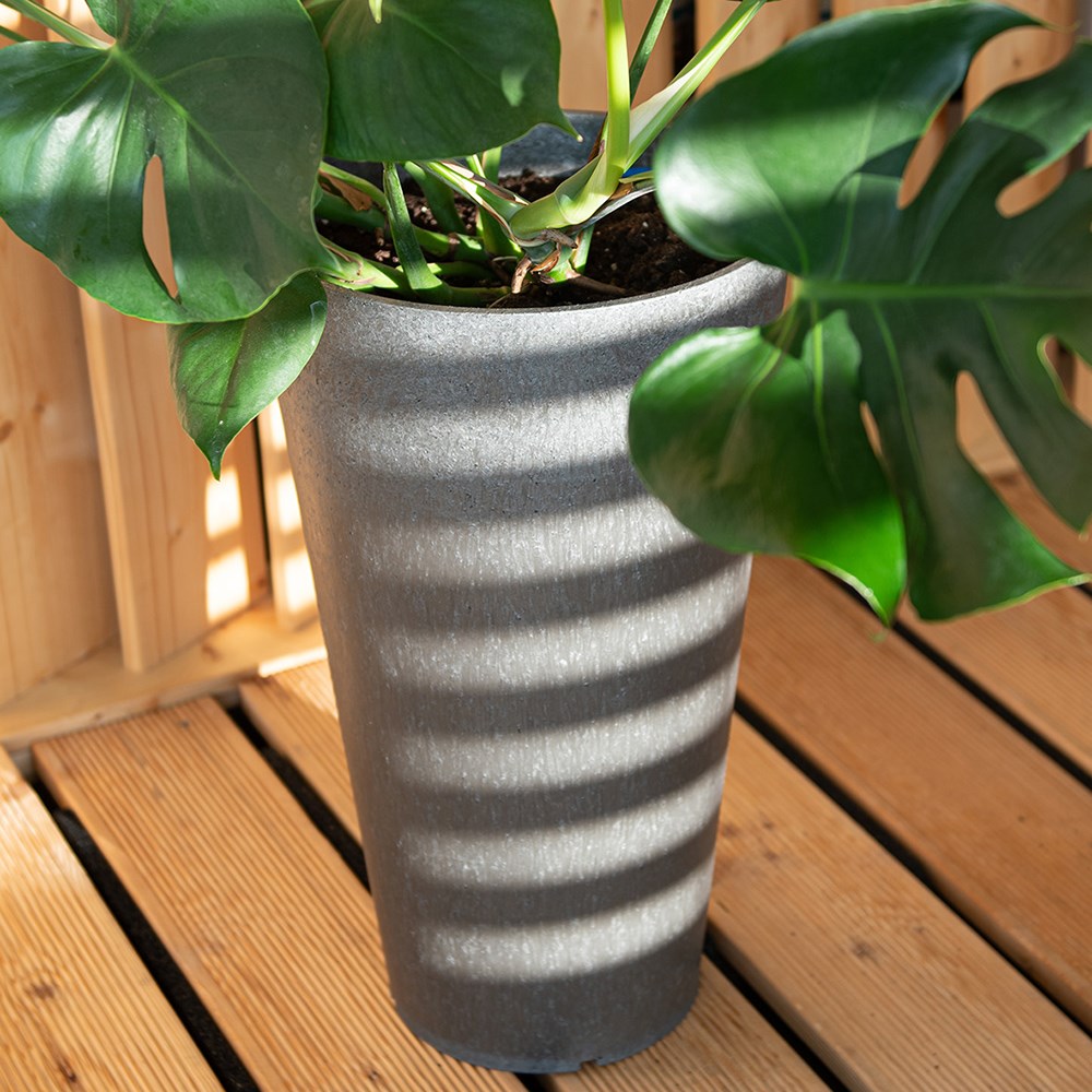 Grey Recycled Rubber Tall Round Planter