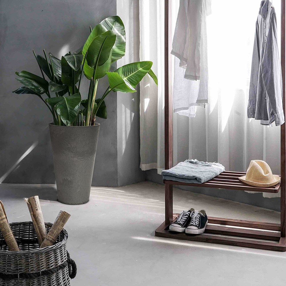 Grey Recycled Rubber Tall Round Planter