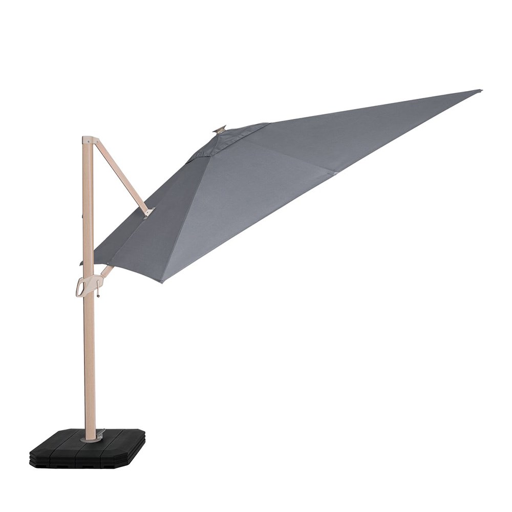 Zeus 3m LED Wood Effect Square Cantilever Parasol