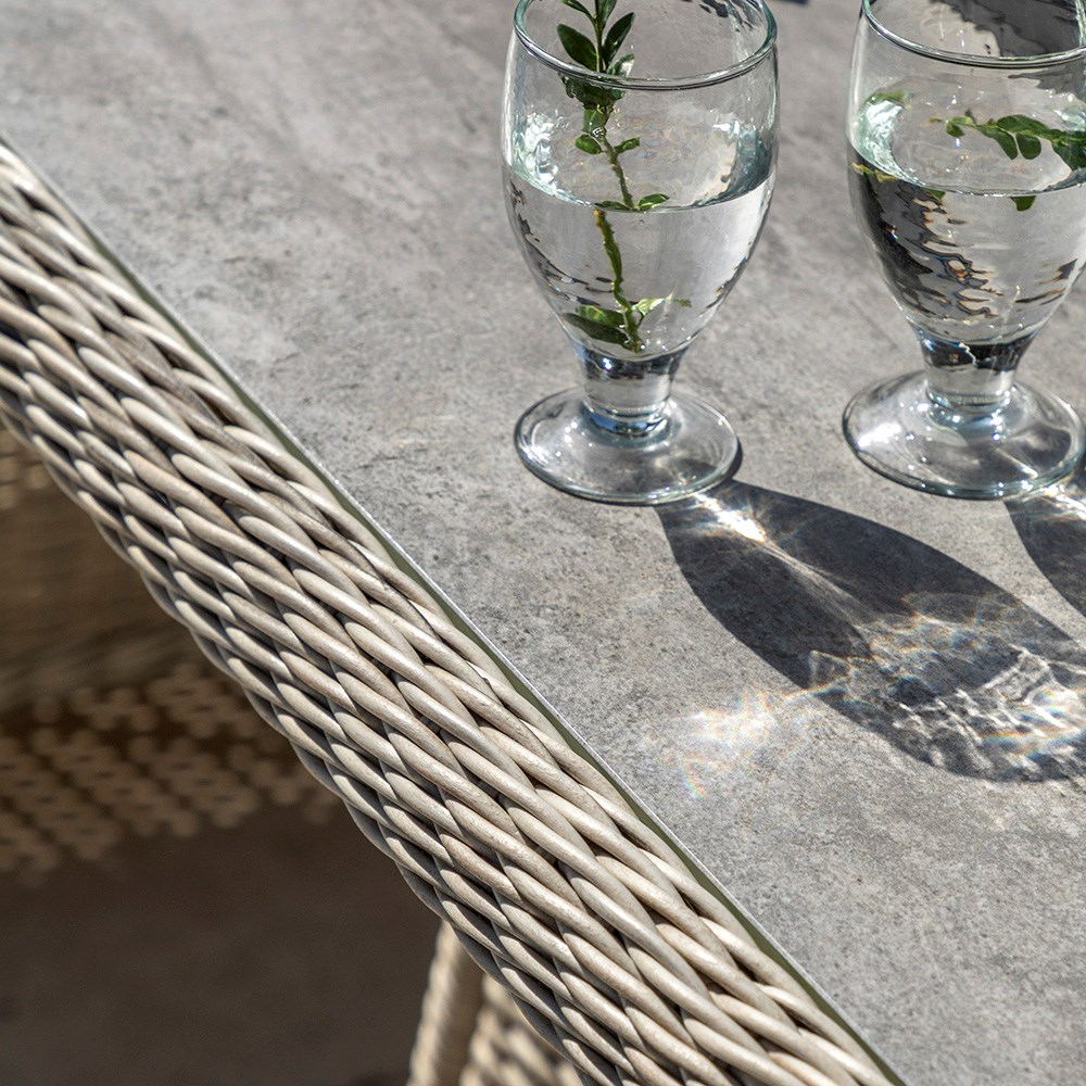 Holton Woven Corner Square Dining Set With Fire Pit Table