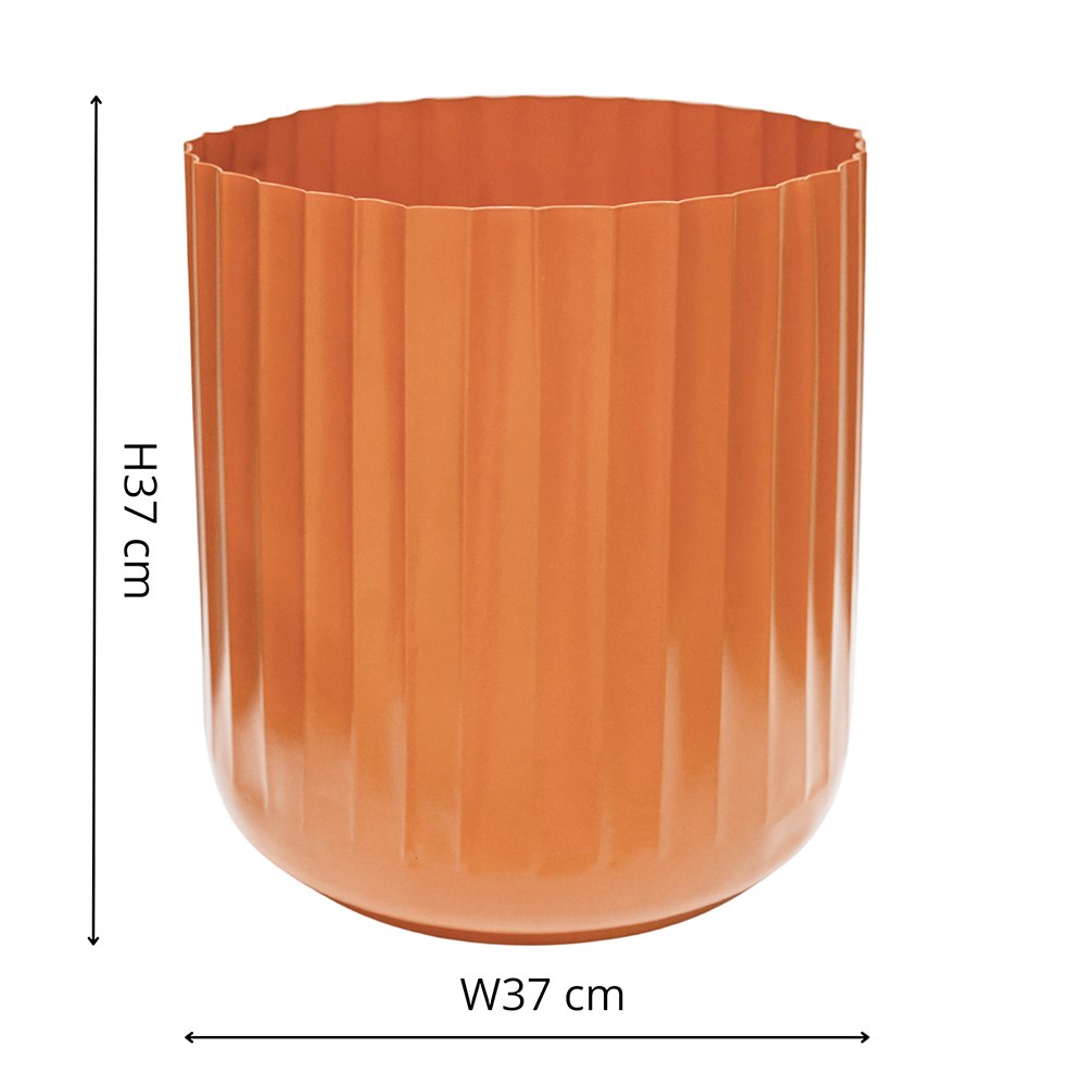 Set of 2 Hudson Orange Corrugated Steel Planters | H32cm H37cm