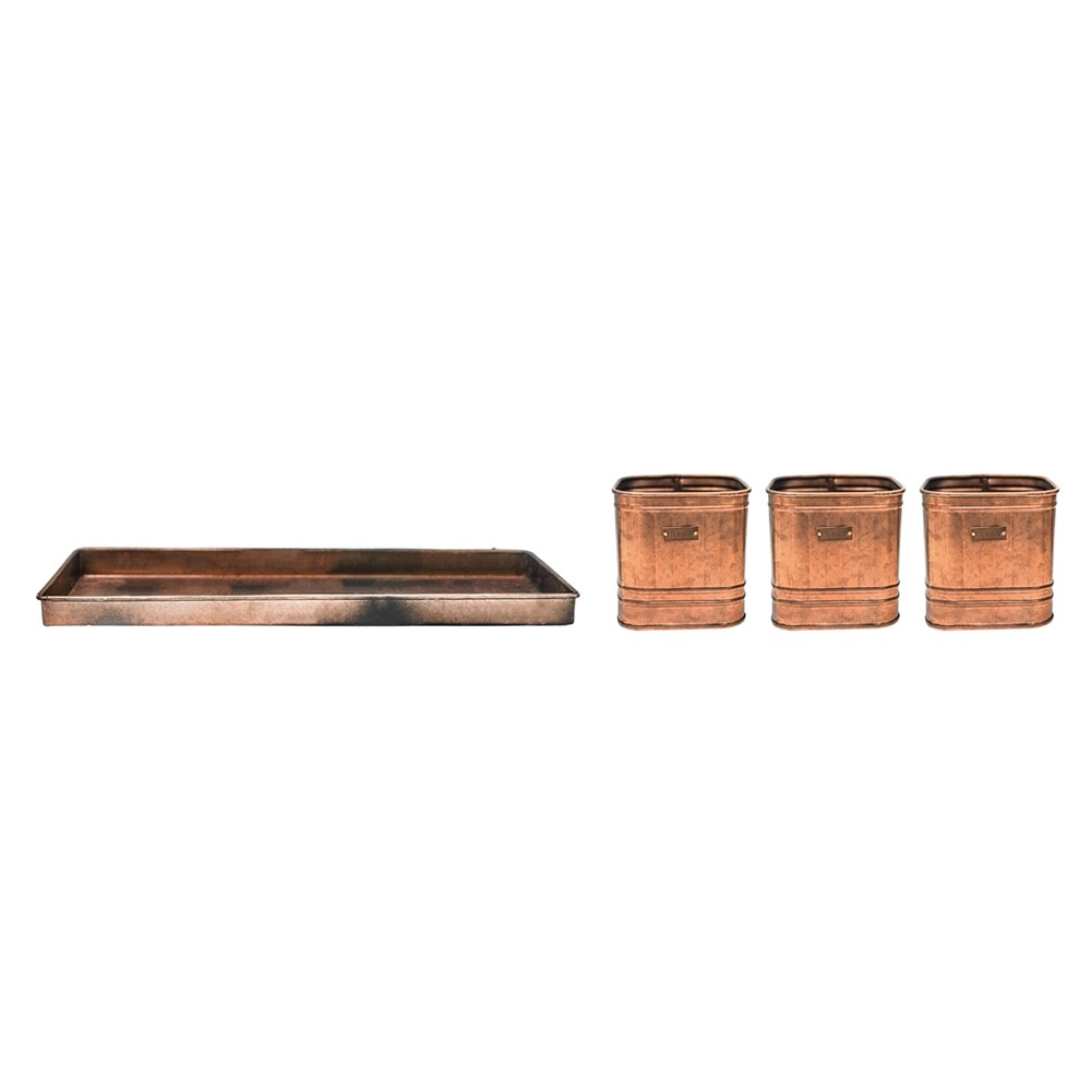 Copper Herb Planters With Tray