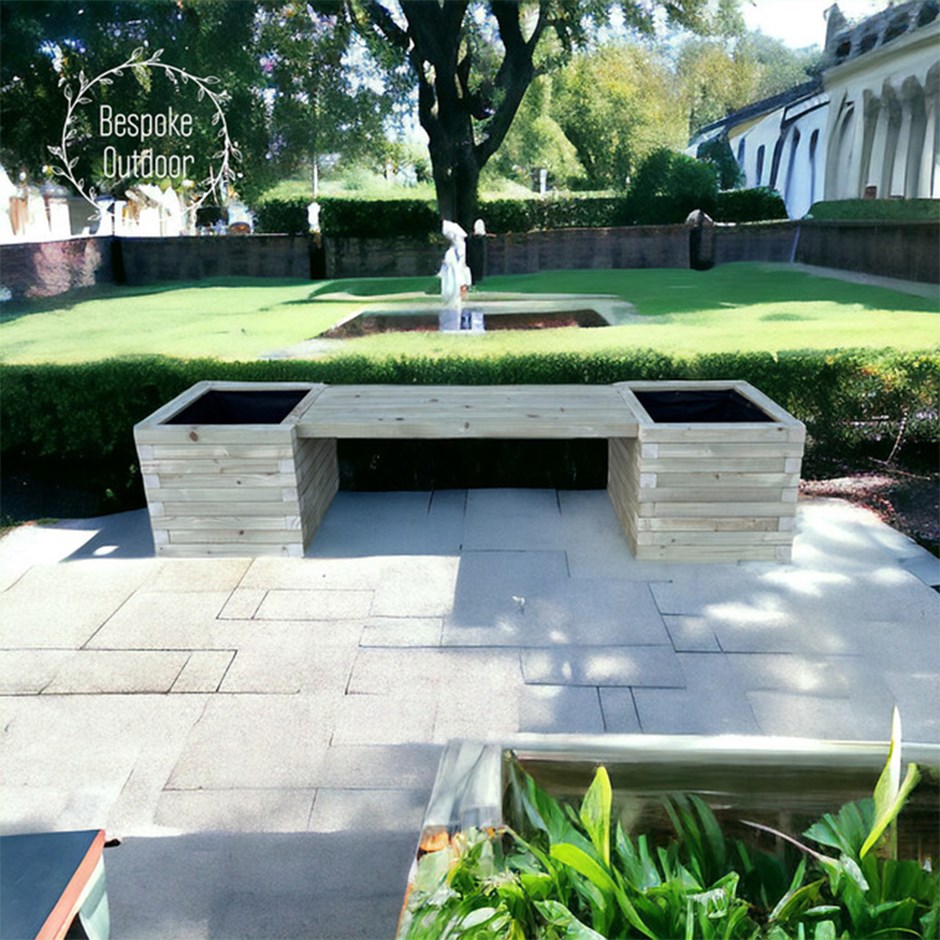 Somerset Wooden Square Planters & Bench