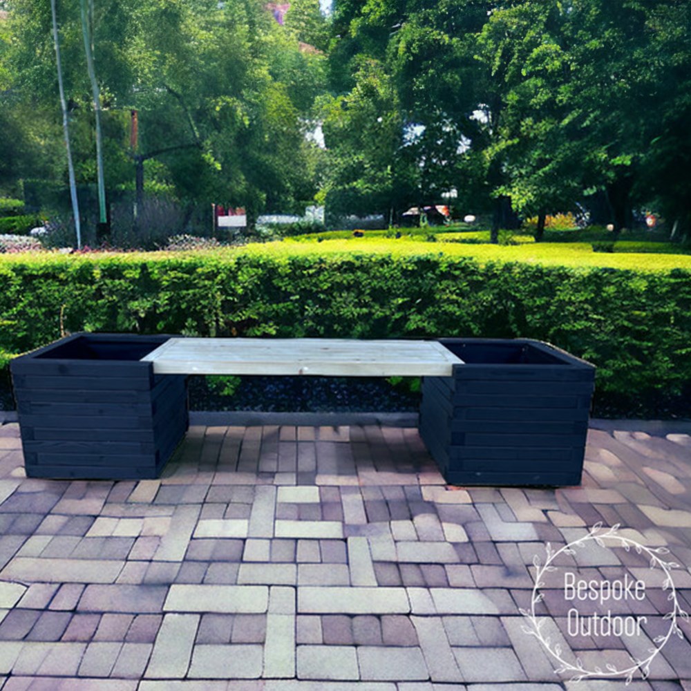 Somerset Wooden Square Planters & Bench