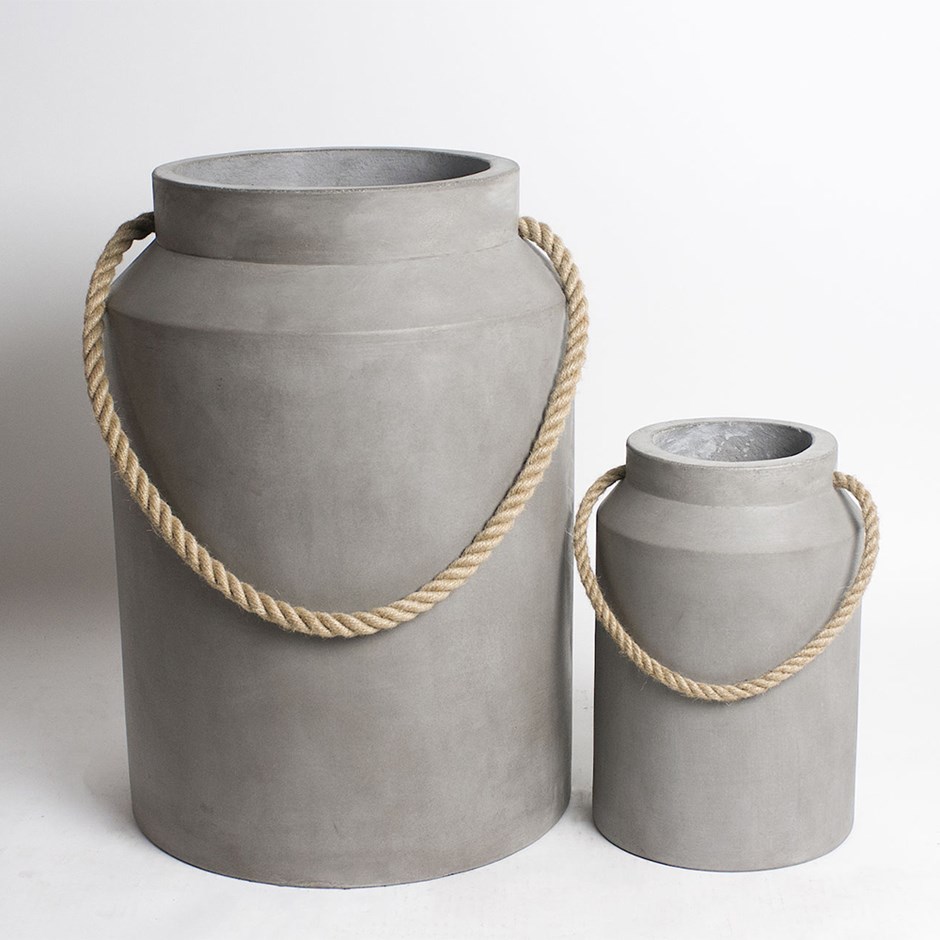 Concrete Milk Can Tall Round Planter