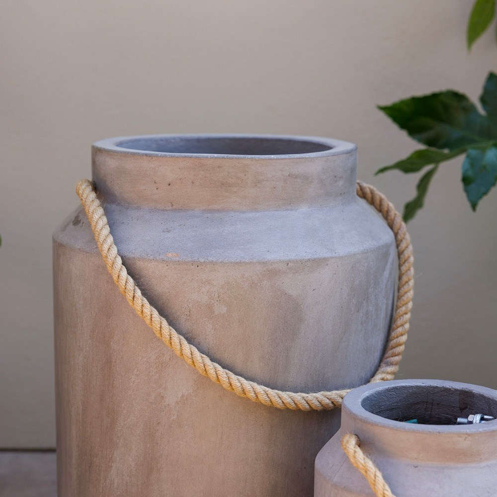 Concrete Milk Can Tall Round Planter