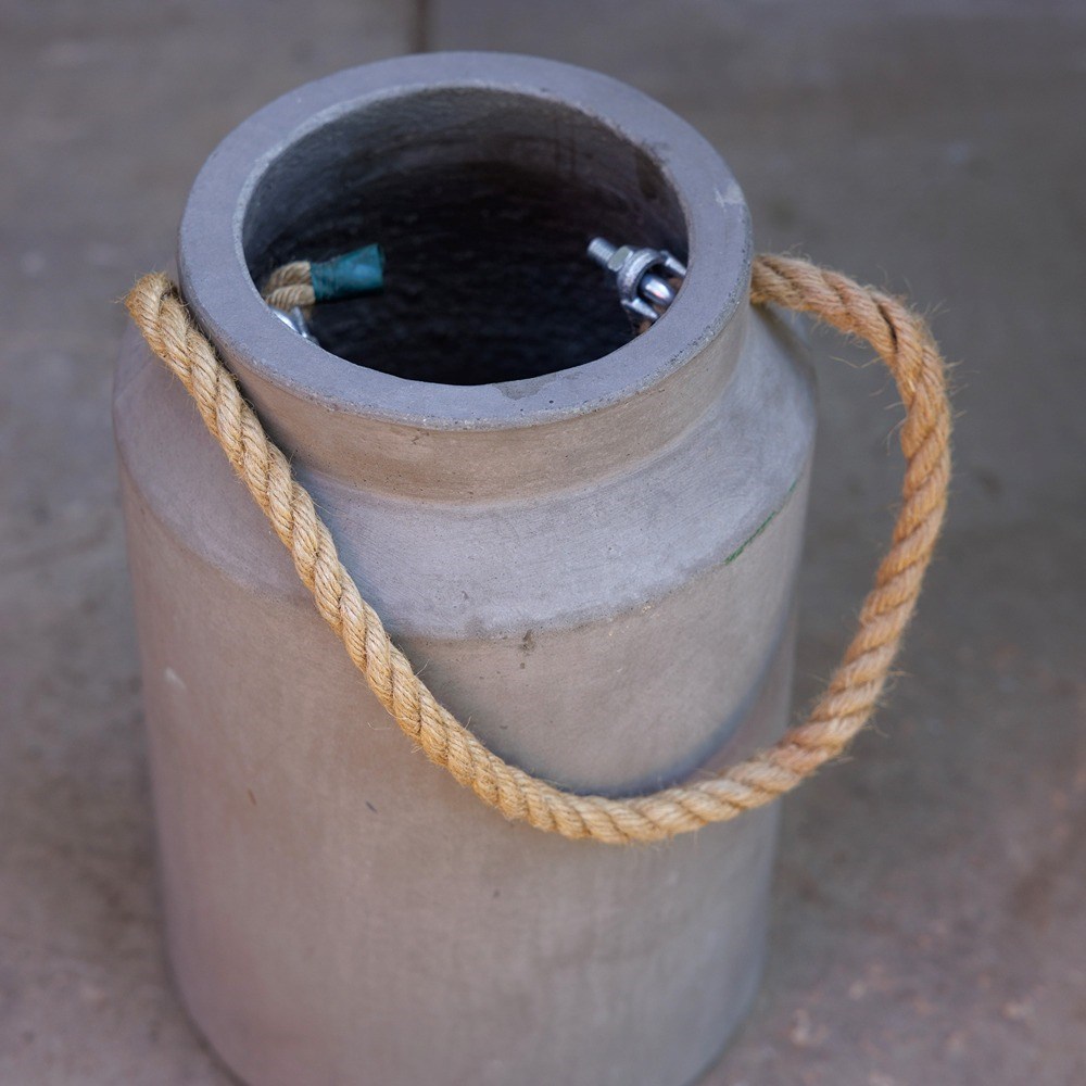 Concrete Milk Can Tall Round Planter