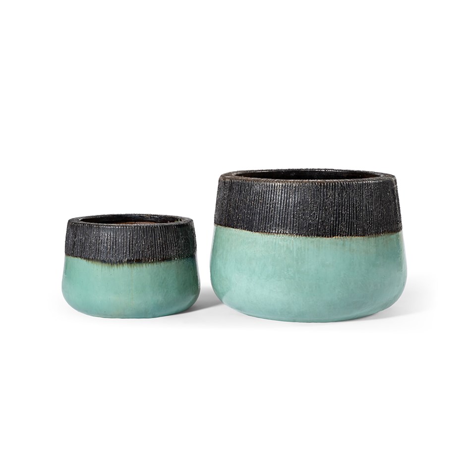 Brooklyn Two-Tone Glazed Round Planter
