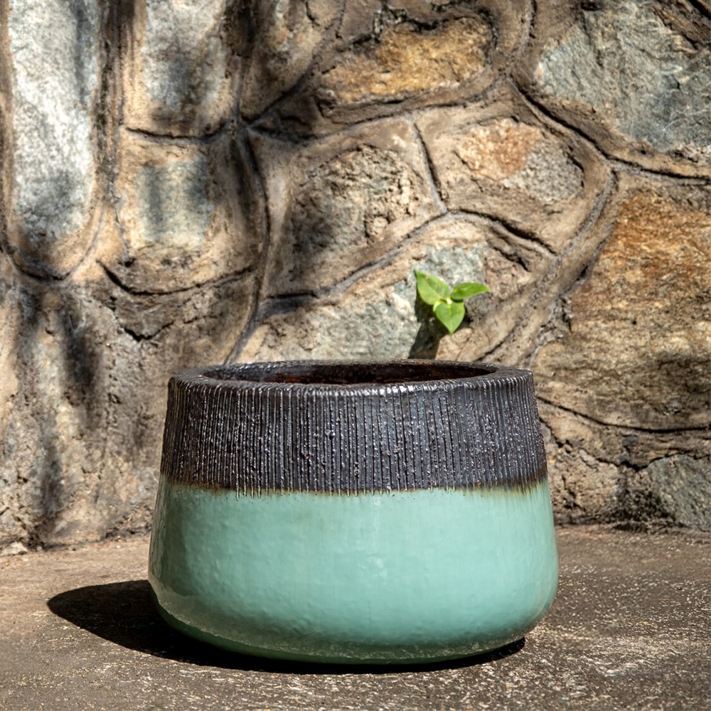 Brooklyn Two-Tone Glazed Round Planter