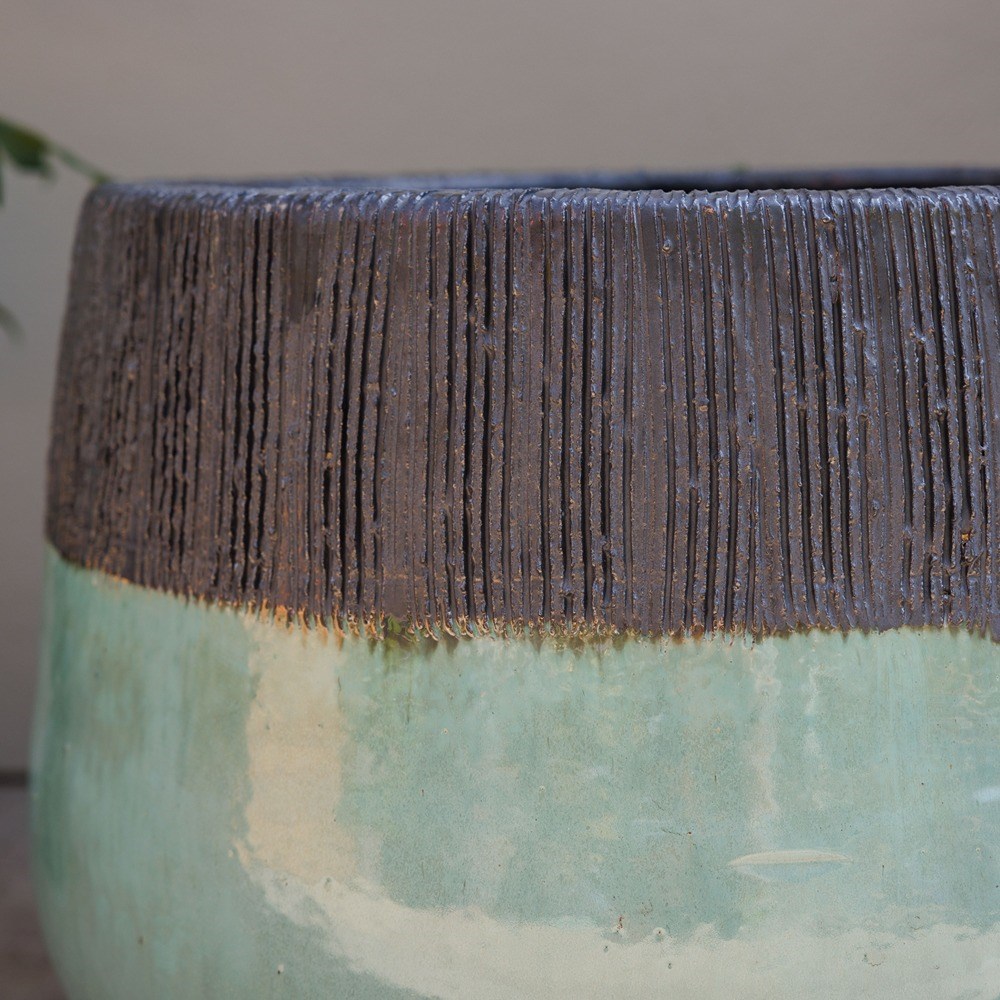 Brooklyn Two-Tone Glazed Round Planter