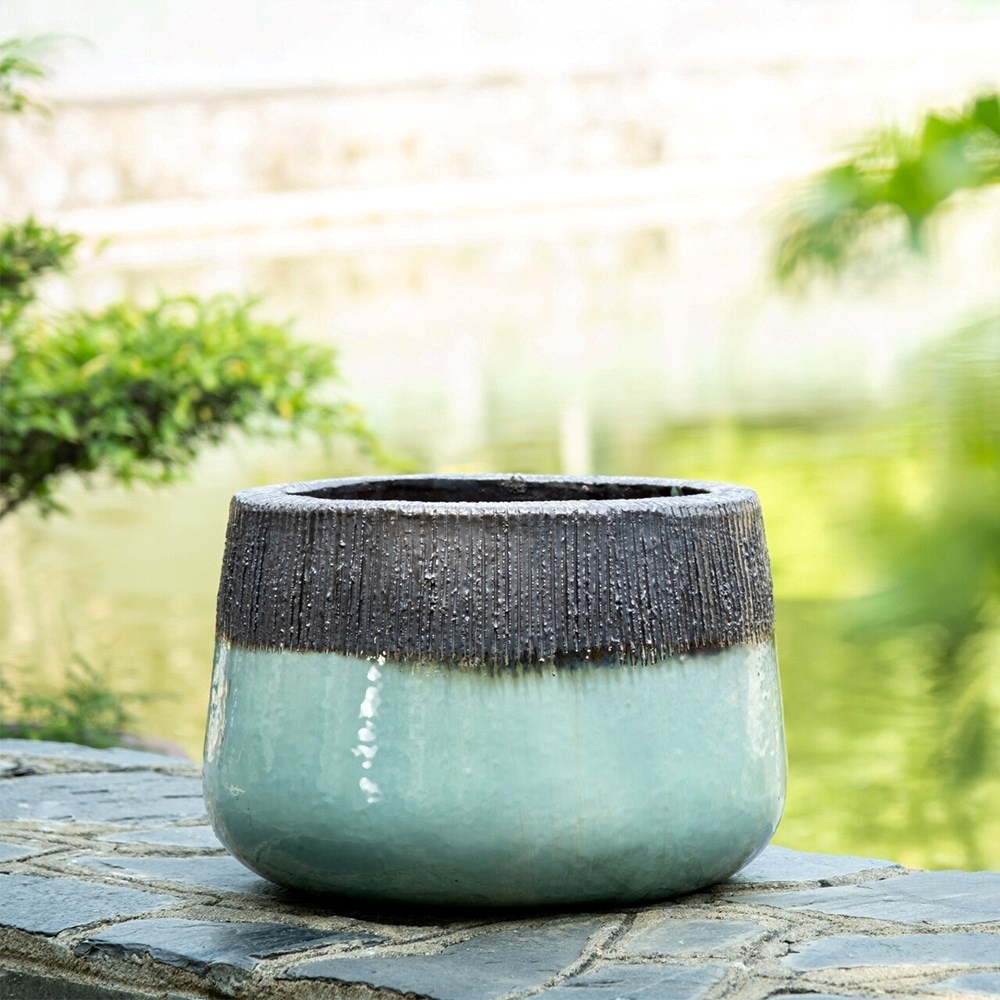 Brooklyn Two-Tone Glazed Round Planter